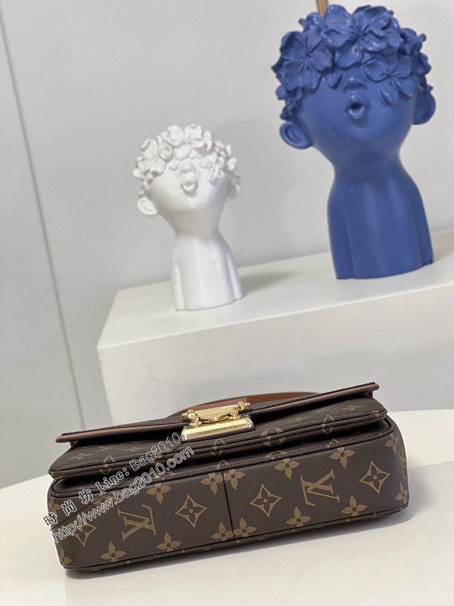 LV專櫃2023新款Marceau鏈條包老花女包 M46126棕 路易威登Pochette Métis手袋 dn1179
